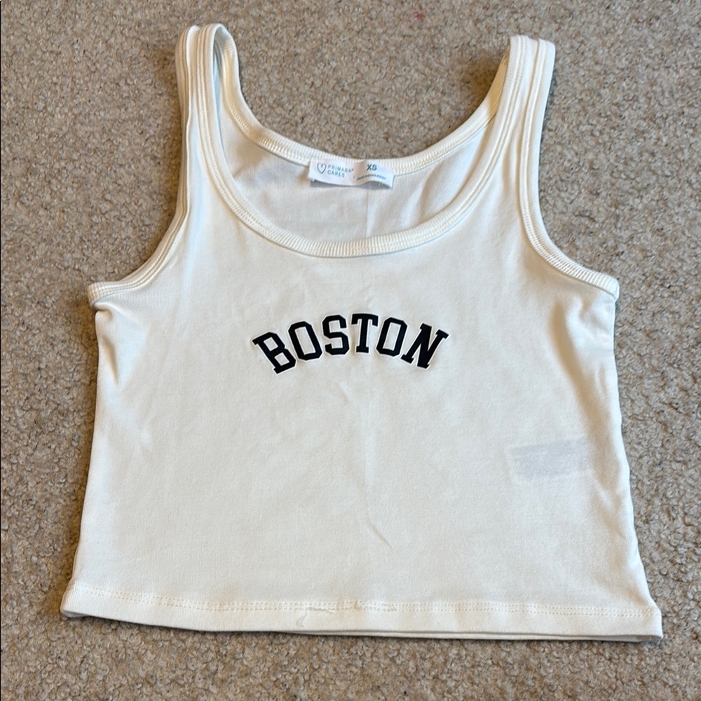 Primark White Crop Tank Top Sleeveless Fitted